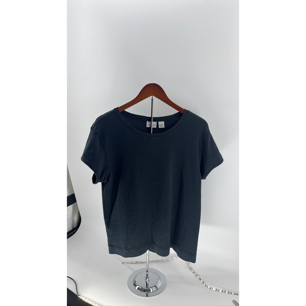 Chico's Women's Size 3 Black Ultimate‎ Tee Short Sleeve Crew
